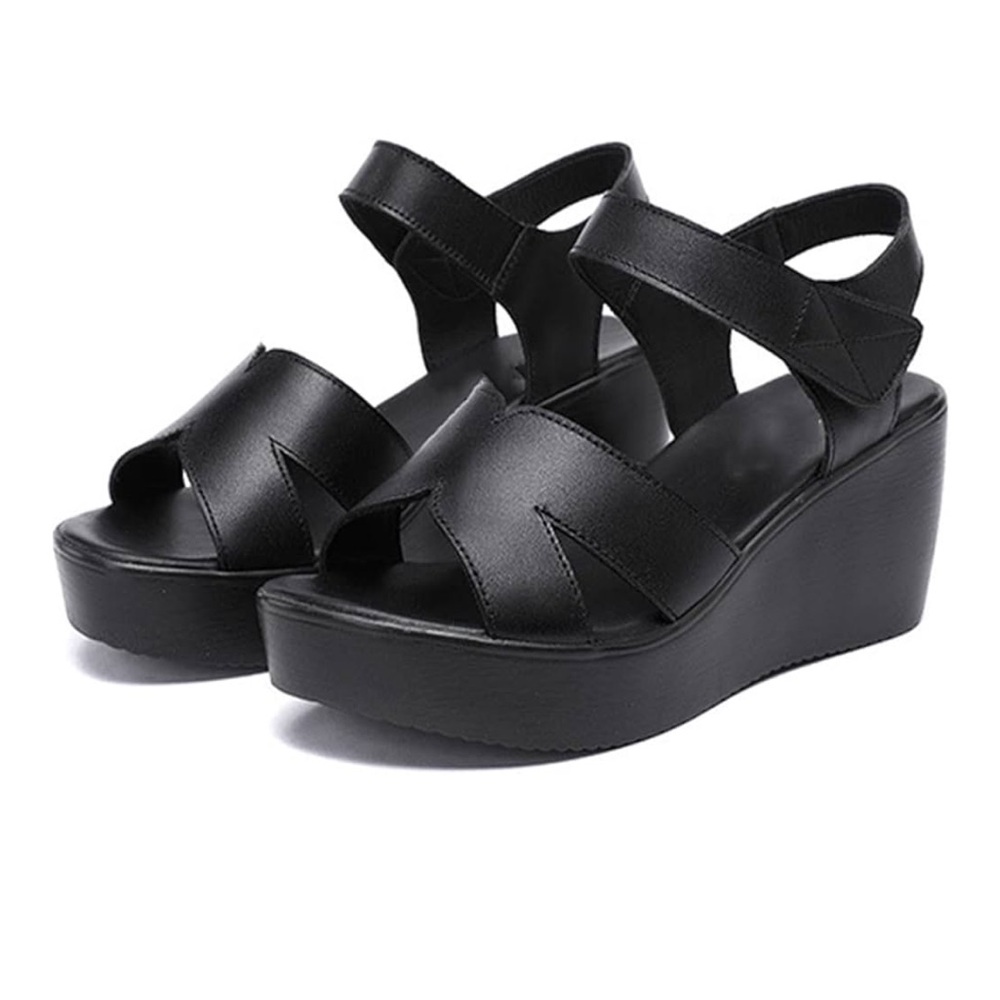 Women's High Heels Soft Sole Wedge Sandals Black